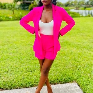 Boss Chick Hot Pink Blazer Shorts Set